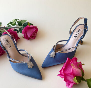 RITZY - TULIP HEELS - BLUE Satin