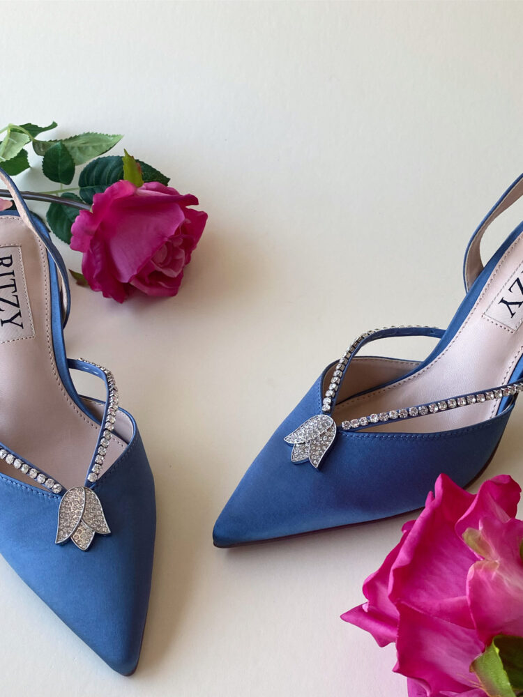 RITZY - TULIP HEELS - BLUE Satin