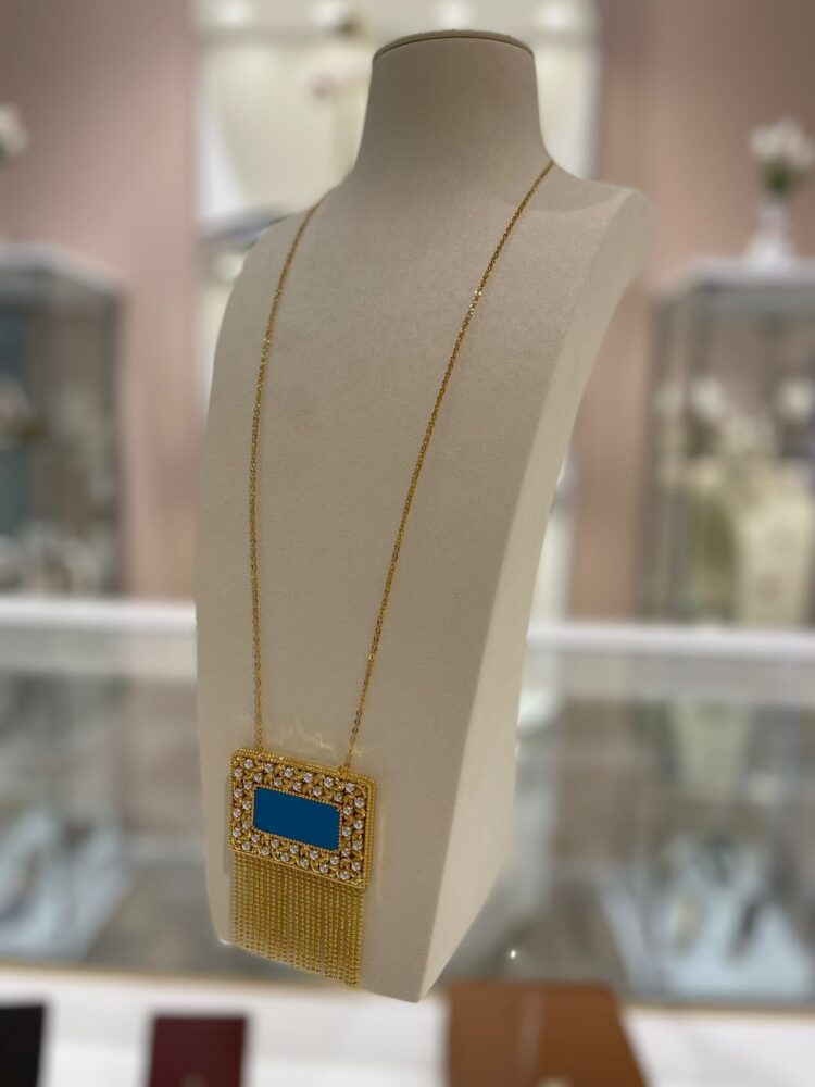 DANA - LONG SQUARE NECKLACE - Turquoise