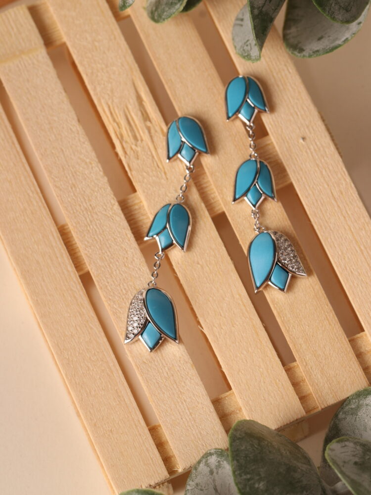 THE LOVE – 925 SILVER / RHODIUM – long earrings