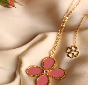 Bloom - Pink turquoise Long necklace